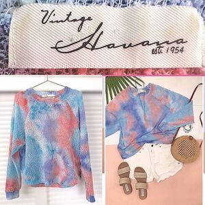 Vintage Havana Nubby Popcorn knit Tie Dye Sweater Size Small